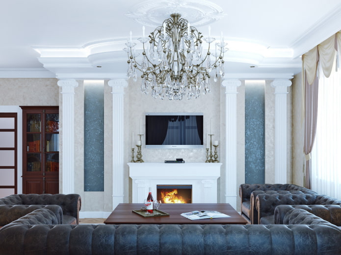 TV in una nicchia in un interno in stile classico