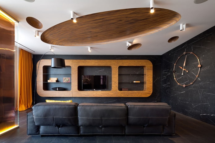 TV in una nicchia in un interno in stile moderno