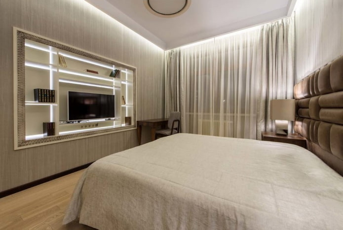 nicchia con illuminazione nell'interno della camera da letto