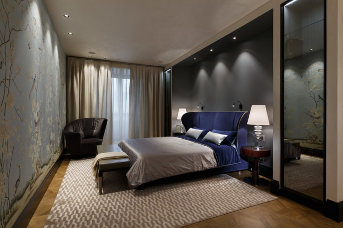 nicchia con illuminazione nell'interno della camera da letto