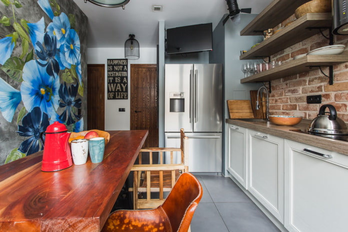 parete con nicchia in un interno in stile loft