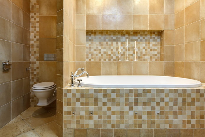 nicchia in mosaico all'interno del bagno