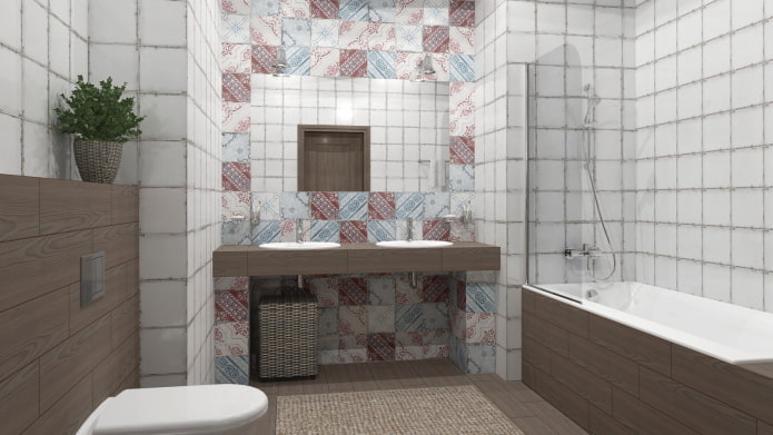 nicchia con lavandino nell'interno del bagno