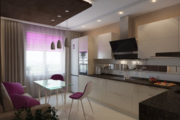 Tavolo in vetro all'interno della cucina