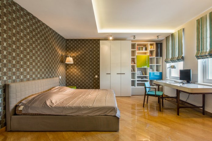 camera da letto in toni tenui