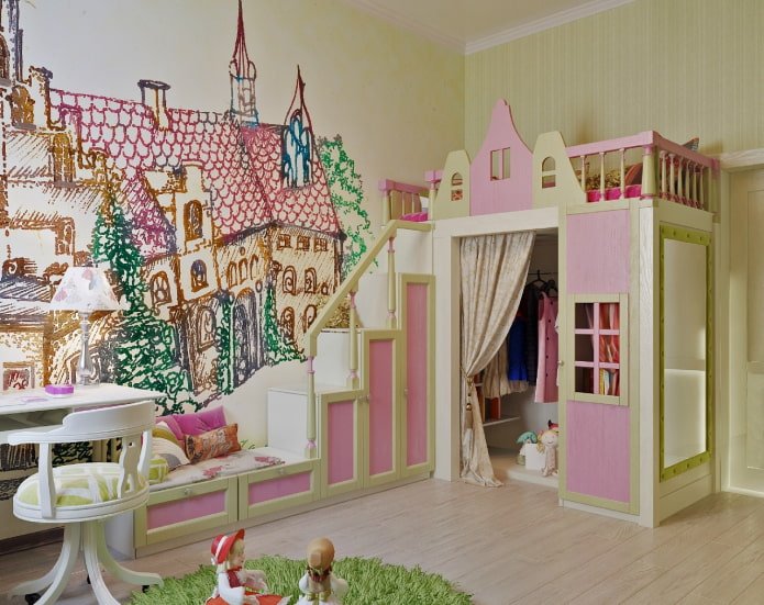 carta da parati della città nella cameretta dei bambini