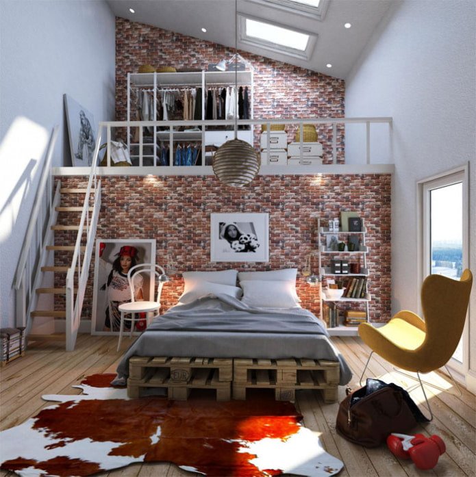 stanza in stile loft