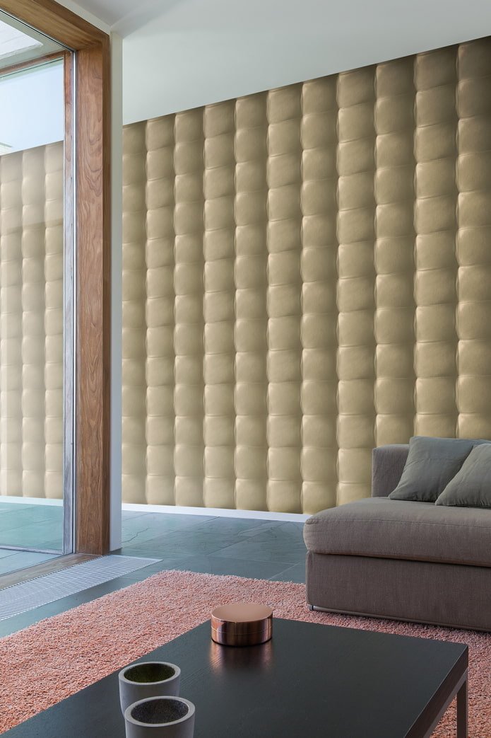 carta da parati in pelle beige per interni