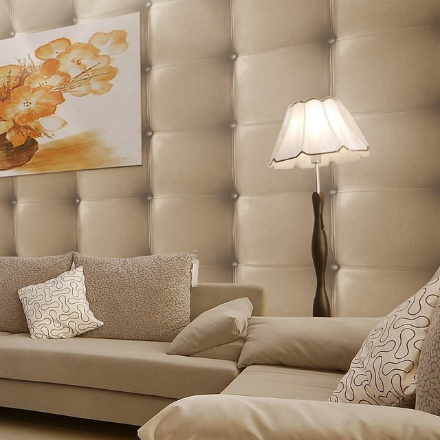 carta da parati in pelle beige per interni