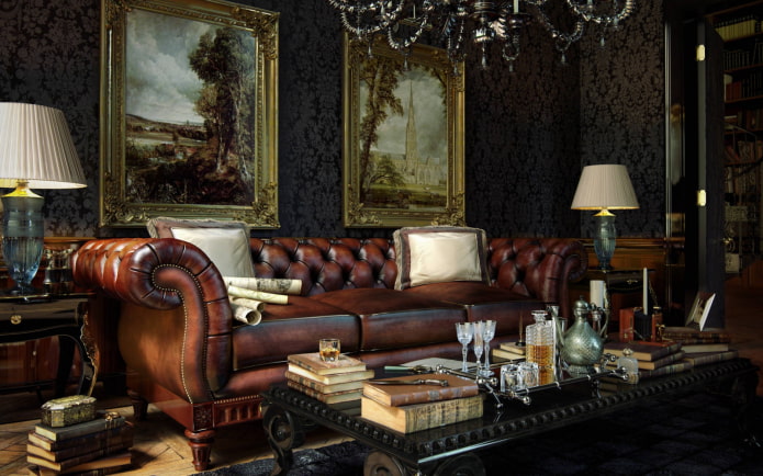 divano Chesterfield in pelle