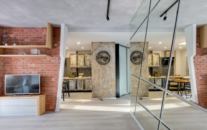 carta da parati a mattoni in stile loft