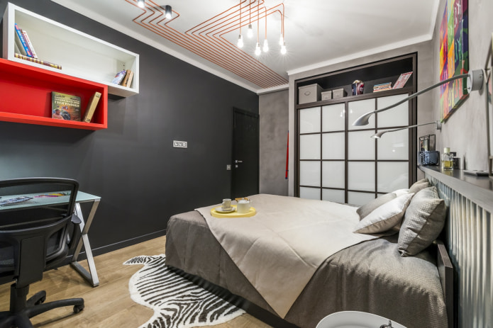 Schema di colori della camera da letto in stile industriale