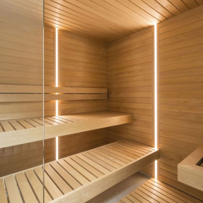 Illuminazione verticale nella sauna