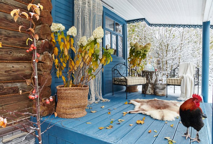 Veranda nei toni del blu