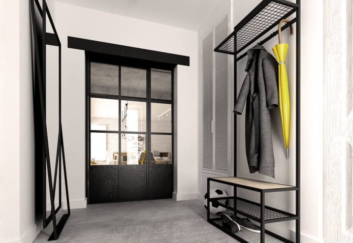 scarpiera all'interno del corridoio in stile loft