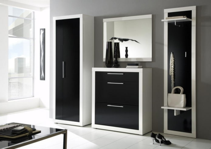 Scarpiera all'interno dell'ingresso in stile hi-tech