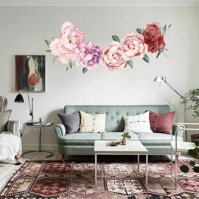 adesivi di fiori nell'appartamento