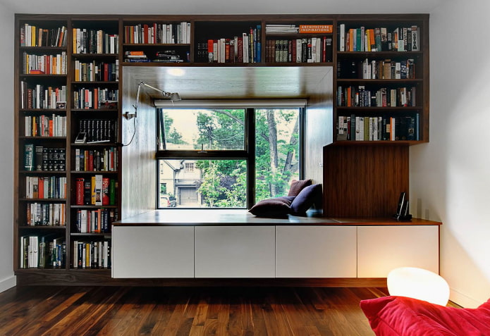 libreria intorno alla finestra