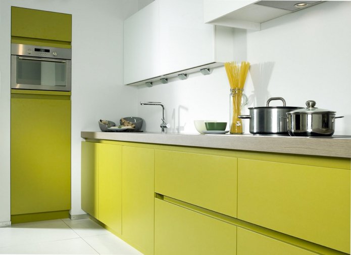 cucina verde oliva senza maniglie