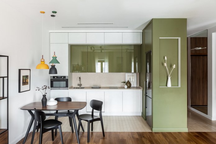 cucina bianca e verde oliva