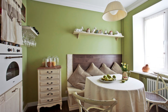 Cucina verde oliva e beige