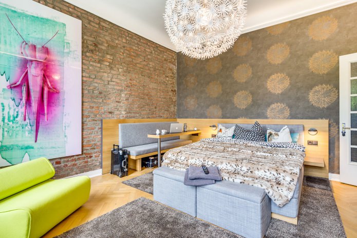 mattoni nell'interno della camera da letto