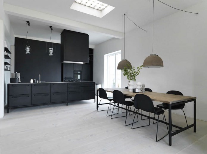 design della cucina con un set nero
