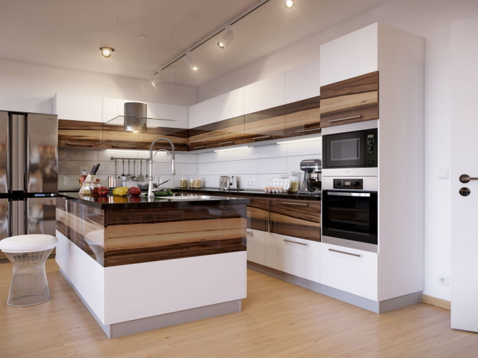 Cucina con lampade da superficie