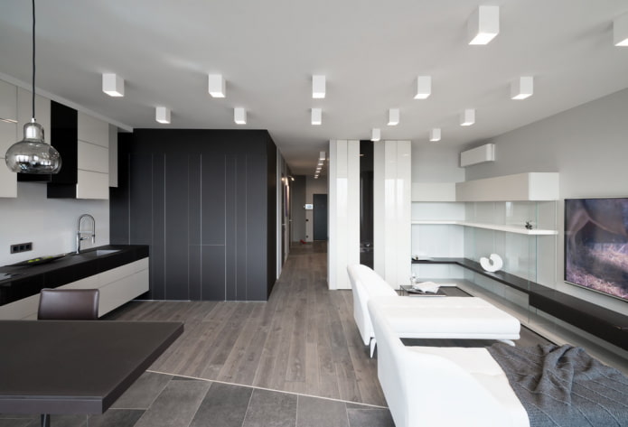 luce funzionale all'interno della cucina-soggiorno