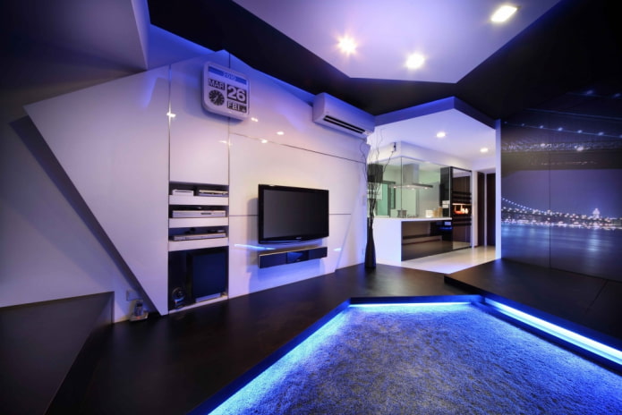 luce decorativa all'interno della cucina-soggiorno