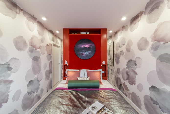 piccola camera da letto con faretti