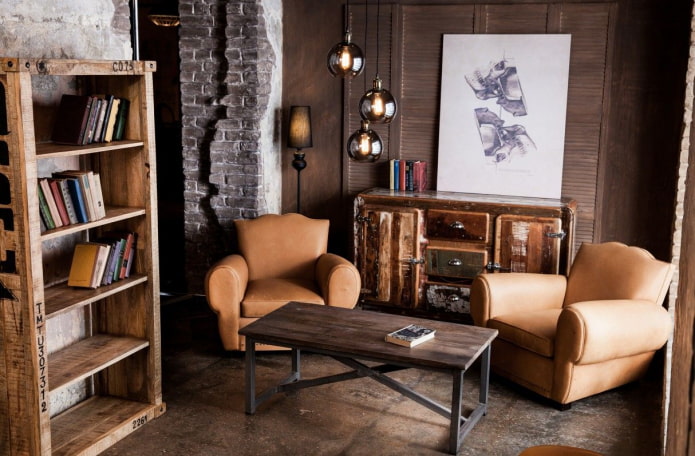 Lampade Edison negli interni in stile loft