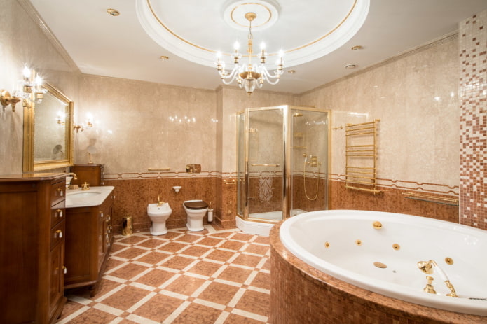 illuminazione all'interno di un bagno in stile classico