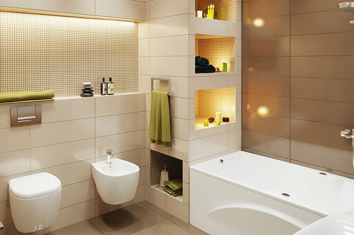 illuminazione a zone nell'interno del bagno