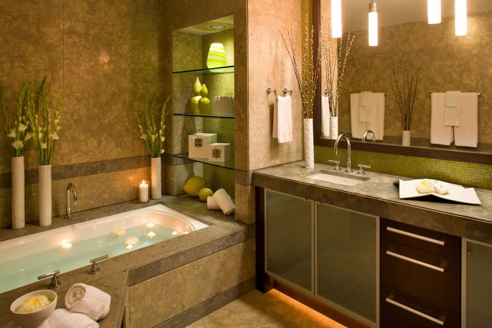 illuminazione a zone nell'interno del bagno