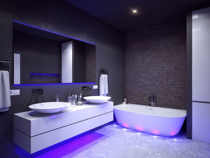 illuminazione decorativa nell'interno del bagno