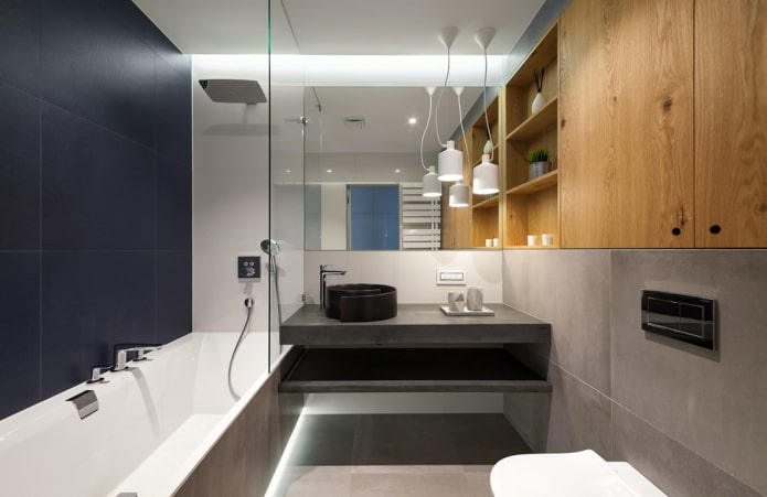 illuminazione all'interno di un piccolo bagno