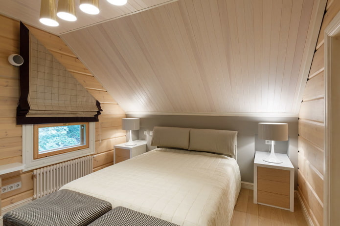 pareti in legno nella camera da letto