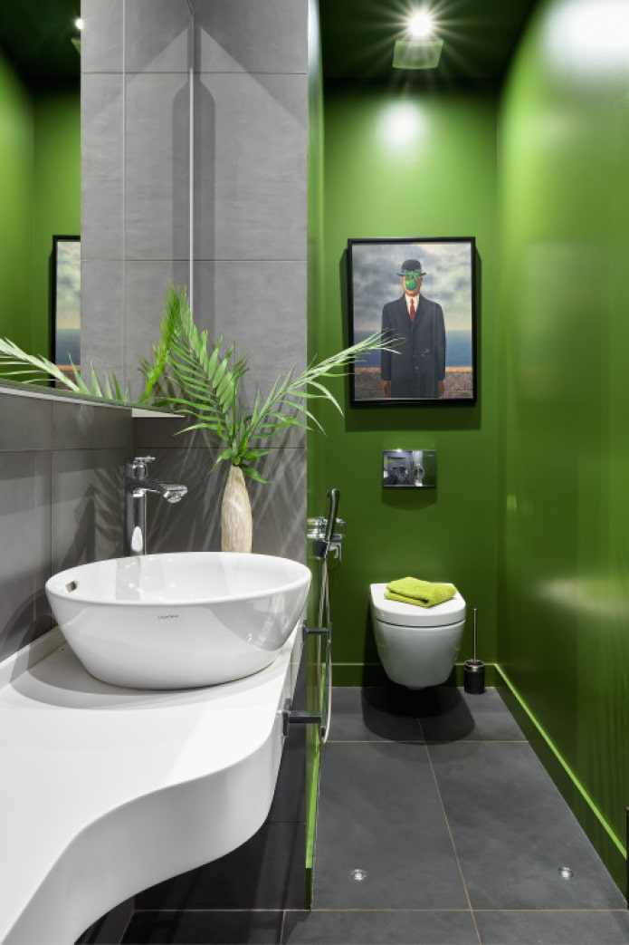 bagno nei toni del verde