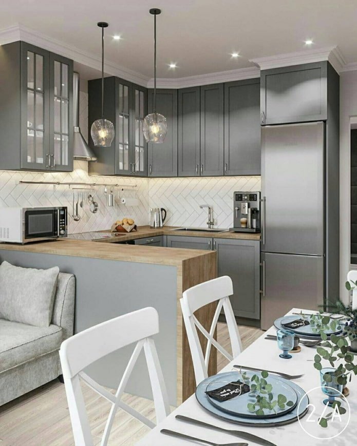 cucina combinata con soggiorno