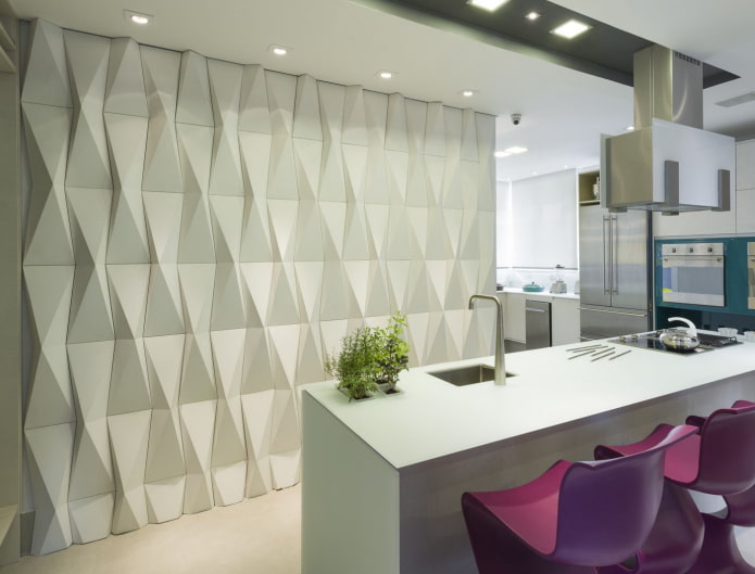 Pannello 3D all'interno della cucina