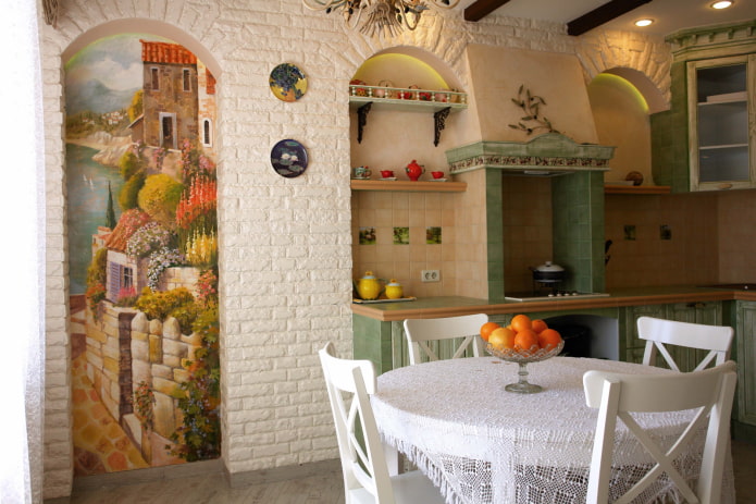 pannello all'interno della cucina in stile provenzale
