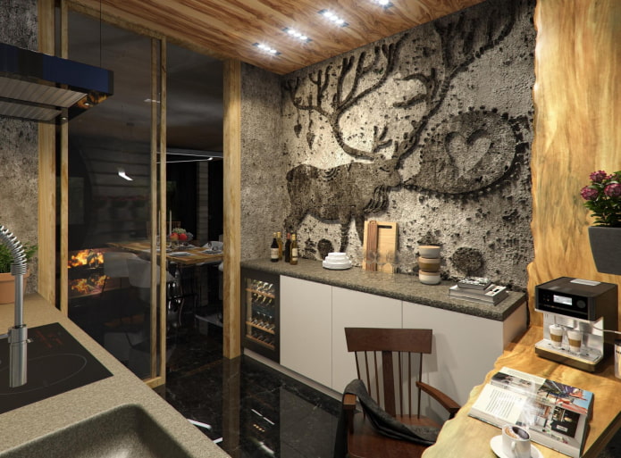 pannello all'interno di una cucina in stile loft
