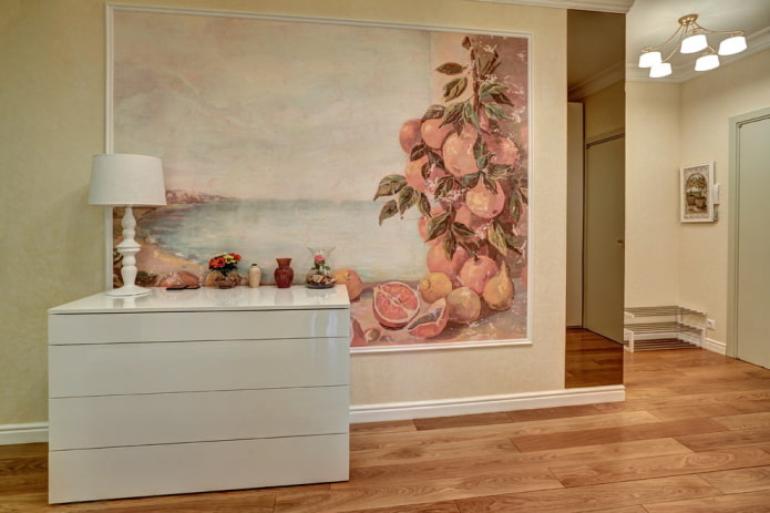 pannello murale con l'immagine di frutta all'interno