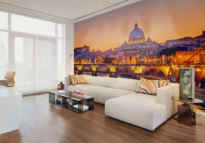 pannello murale con l'immagine della città all'interno