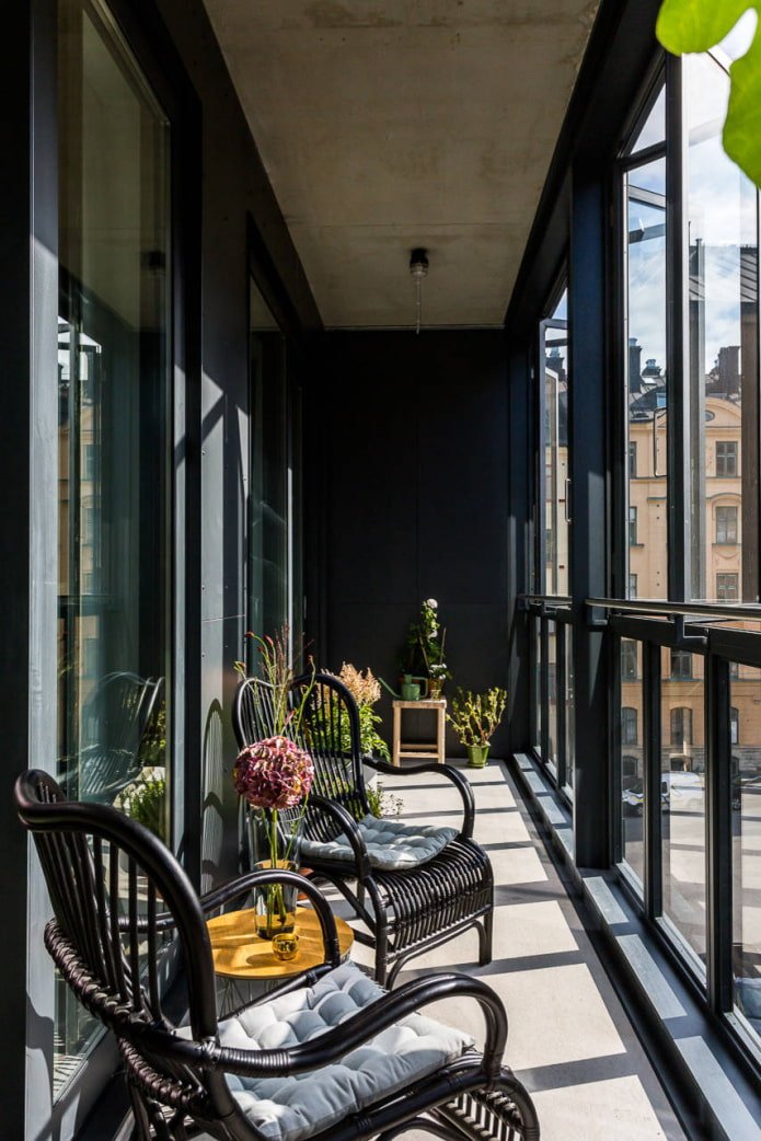 design del balcone in nero