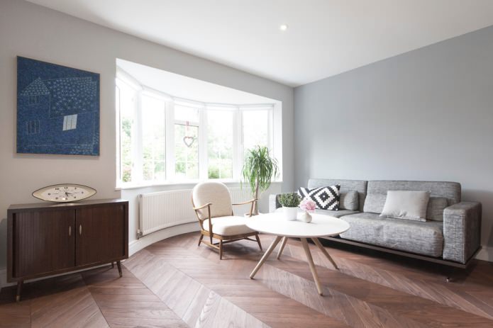Parquet a spina di pesce francese nel soggiorno