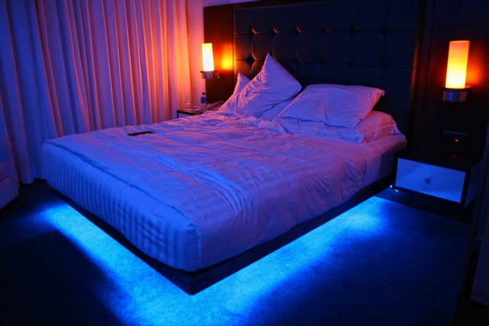 letto con illuminazione