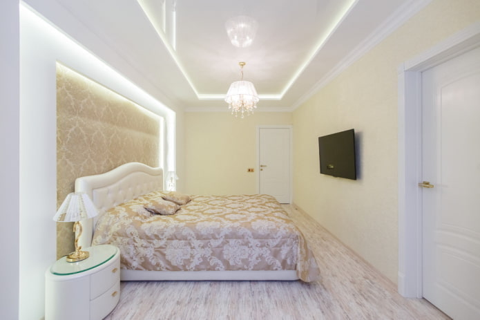 struttura a soffitto sospeso in camera da letto