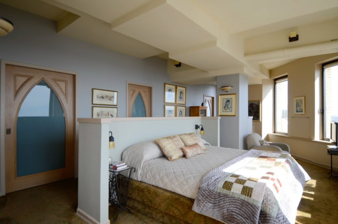parete divisoria in cartongesso nell'interno della camera da letto